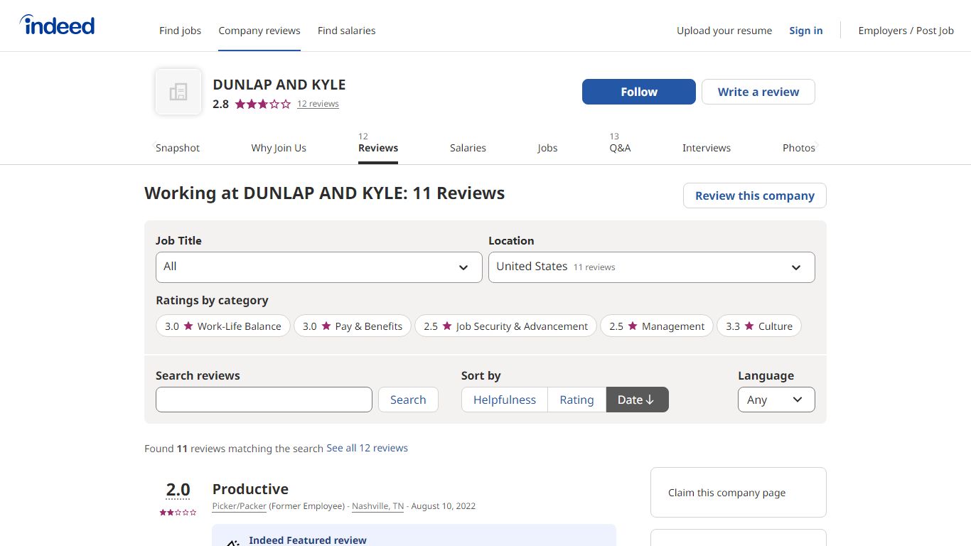 Working at DUNLAP AND KYLE: Employee Reviews | Indeed.com